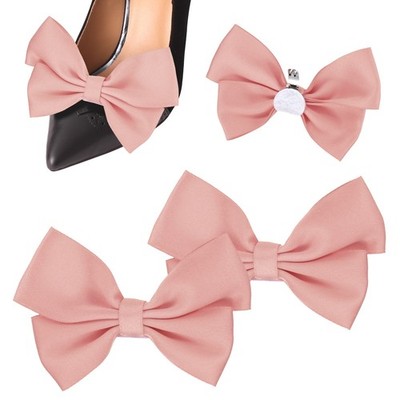 4-Pack Shoe Bows, Elegant Removable Satin Buckles [Pink] for