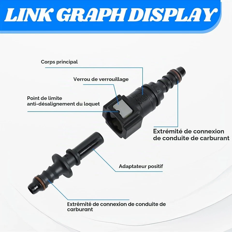 Raccords rapides tuyau carburant 7,89 à 8 mm Nylon 2 pièces - Photo 3/4