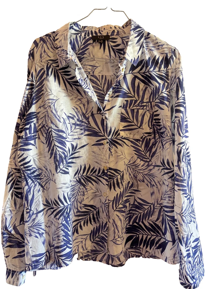 123 chemise blanc bleu taille 40 - Photo 1/4
