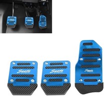 3PCS Car Non-slip Pedal Pads Set, Metal Rust-proof Striped Car Pedal 3 PCS Blue
