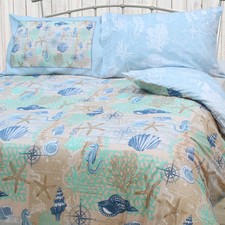 Double Coastal Duvet Cover Set Blue Beige Nautical