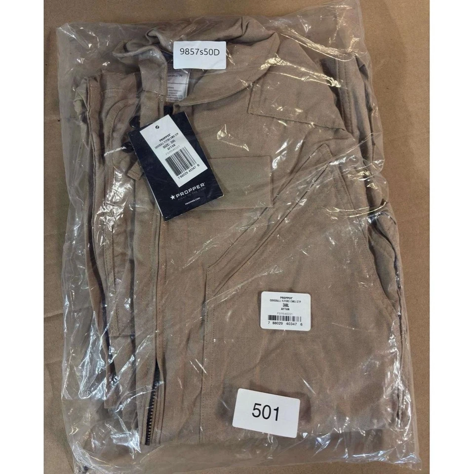 Propper Coverall Flyers CWU 27P 38L Beige AFTAN Zipper Front Sleeve Pocket - Image 2 of 4