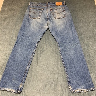Vintage Levi's 521 Jeans Mens 40x32 Blue Denim Cotton Stretch Straight Leg Retro