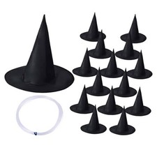 15 PCS Halloween Witch Hats, Black Witch Party Accessories, Hanging Wizard Hat