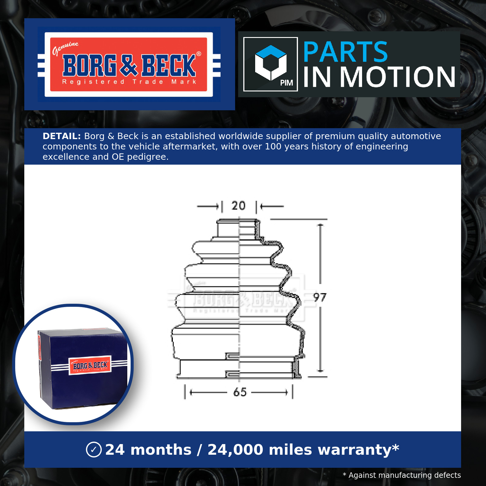 CV Joint Boot BCB2739 Borg & Beck C.V. Driveshaft Gaiter Top Quality Guaranteed