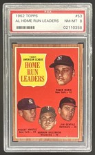 1962 TOPPS AL HR LDRS ROGER MARIS MICKEY MANTLE KILLEBREW #53 PSA 8 29 HIGHER