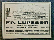Fr. Lürssen , Yacht- und Bootswerft , Vegesack , alte Reklame , 1925 , (A52)