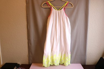 Billieblush Girl s White Eyelet Dress with Neon Trim Size 12