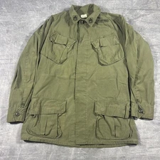 Vintage US Army Jacket Mens Small Long Olive Green OG-107 Jungle Ripstop 60s