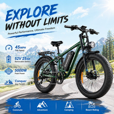 24'' Electric Bike for Adults 45MPH 5000W Dual Motor AWD Mountain Ebike Off-Road