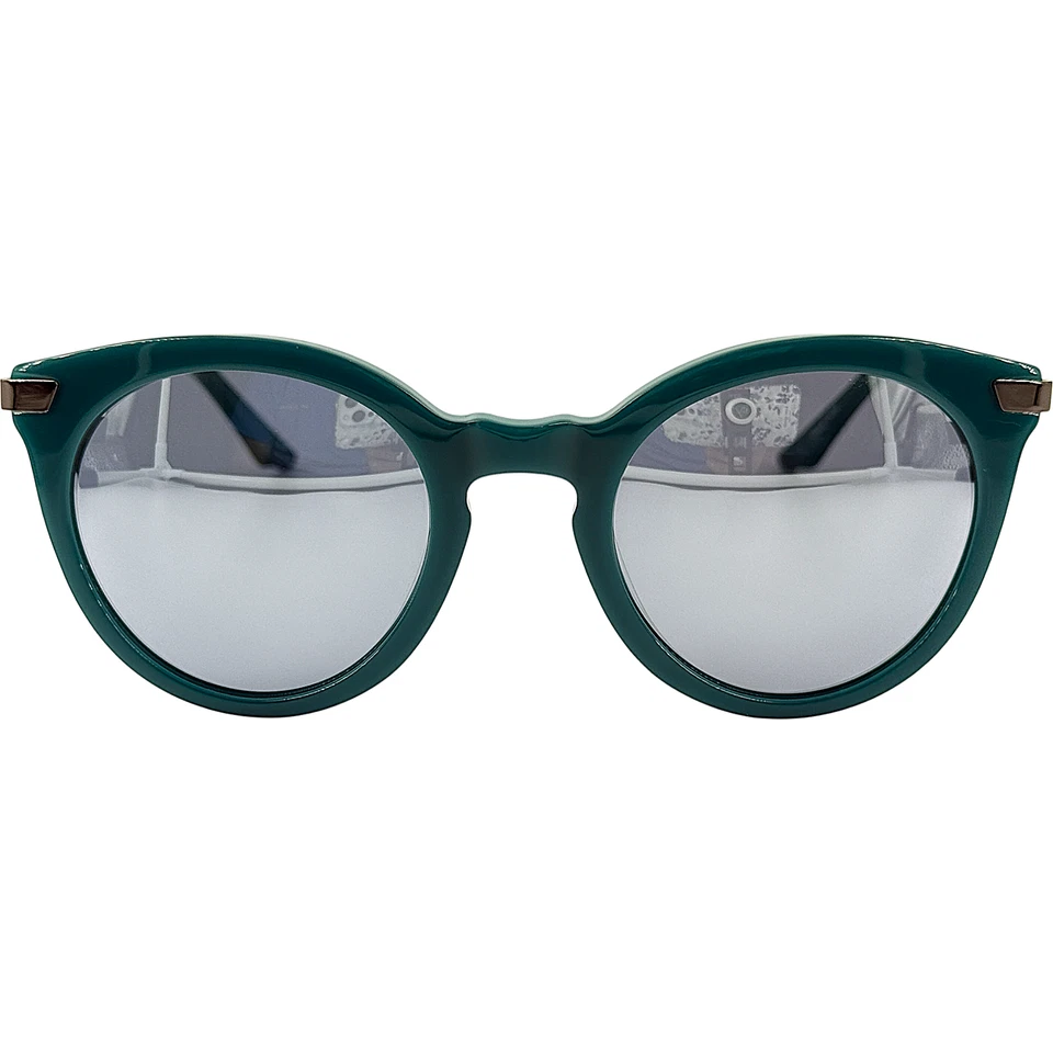 Gafas de sol Steve Madden Global para mujer redondas de plástico verde azulado laminado 48-22 con espejo Foto 3 de 4