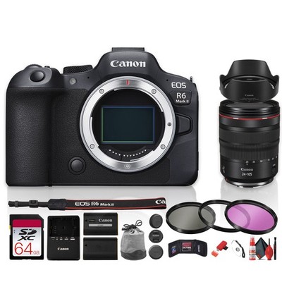 Canon EOS R6 Mark II Stop Motion RF 24-105mm L 64GB Filters Card Reader Bundle