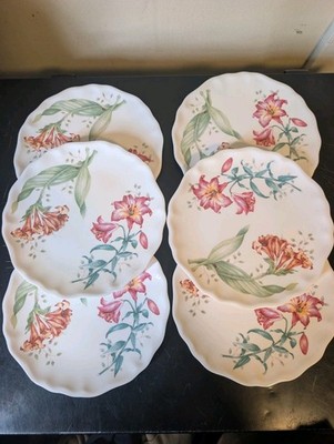 Set Of SIX Butterfly Meadow Melamine By Lenox 9'' Accent Plates Floral Pattern