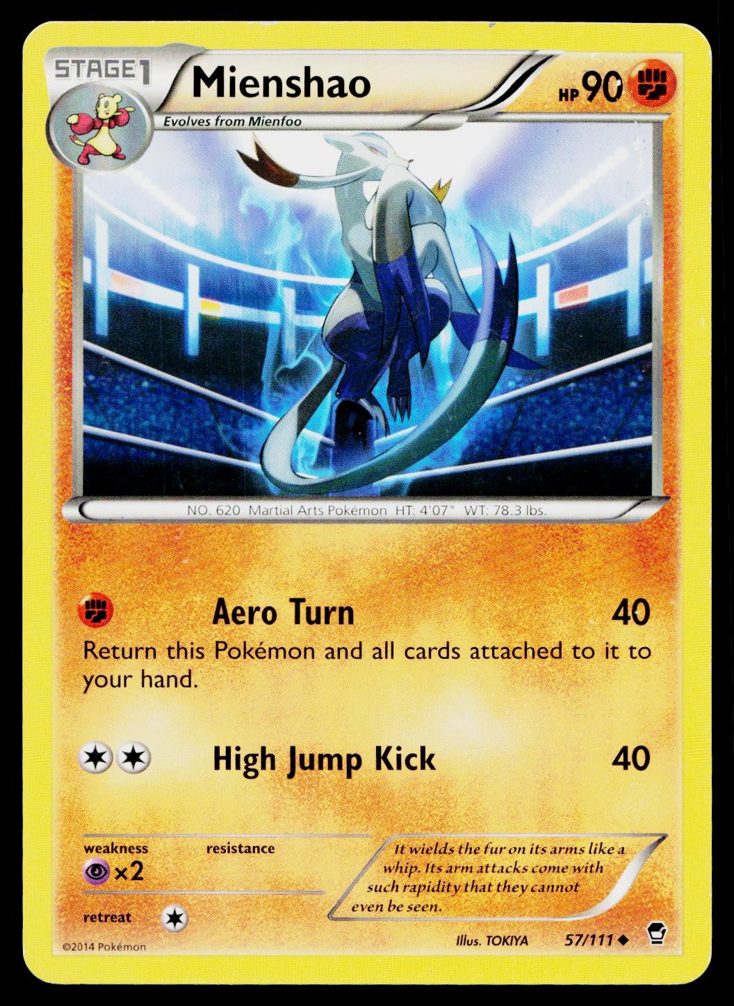 Mienshao 57/111 Uncommon Furious Fists Pokemon Moderately Played