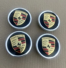 Set Of 4 Porsche Classic Hub Caps 76mm ( 2.99 ") Fits Most OEM Porsche Wheels