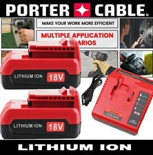 2PACK 18V Lithium Battery /Charger for Porter Cable 18 Volt PC18B PC18BL PC18BLX