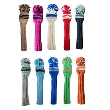 Hand Knit Wool Pom Pom Golf Club Head Cover 16   choose color 