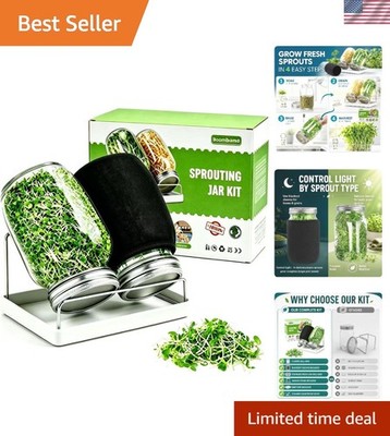 Sprouting Jar Kit 2Pcs Large Wide Mouth Mason Jars With Screen Sprout Lid,Spr...