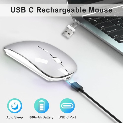 Wireless Bluetooth Mouse USB C for MacBook Air iMac Desktop Laptop Surface Pr... - Picture 3 of 6