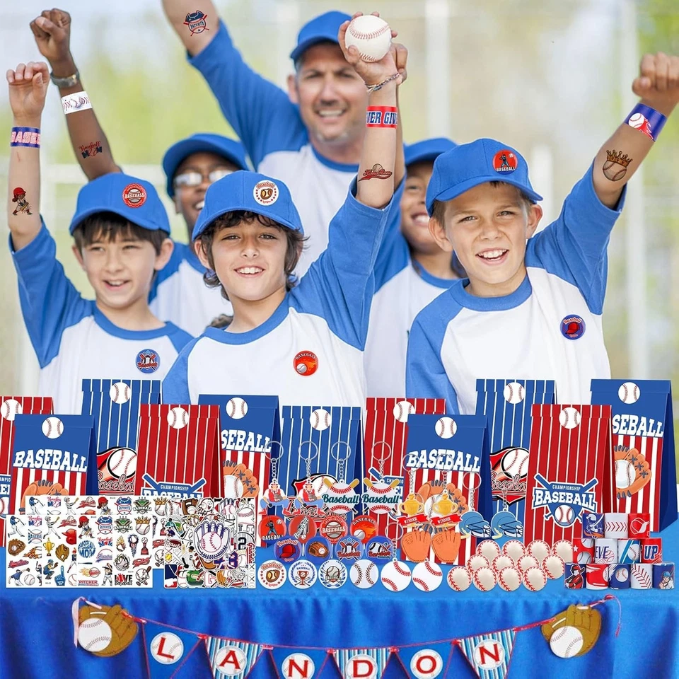 Товары для бейсбольных вечеринок, бейсбола на день рождения с подарочными сумками пощечины... - Изображение 3 из 4