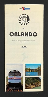 1988 Amtrak Dial-A-Tour Orlando Florida Vintage Rail Fares Travel Brochure