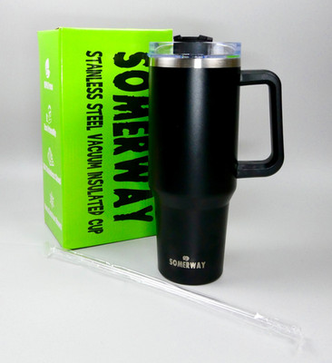 Somerway 40 Unzen Edelstahl Vakuum Isoliert Becher mit Griff Schwarz - Verpackt