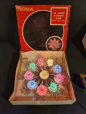Vtg NOMA Christmas 10 Multicolor lights 9 Point Star Tree Topper Original Box