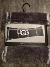 UGG Rowan Body Pillow Cover, 20"x 54" Soft Fuzzy Striped Grey Pillow Cover