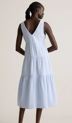 NWT Quince 100% Organic Cotton Gauze Tiered Maxi Dress