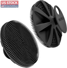 US Stock INNERNEED Black Silicone Body Scrubber, Gentle Exfoliating Shower Brush
