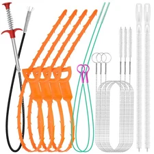 12 Pack Drain Clog Remover Kit, 59" Drain Snake(3pcs), 37" Steel Sink Snake(2...