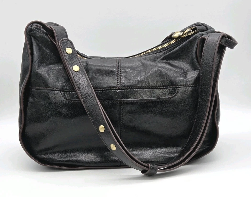 HOBO Arlet Purse Shoulder Bag Black Leather Zip Close Adj. Strap VTG 90s   - Image 3 of 4