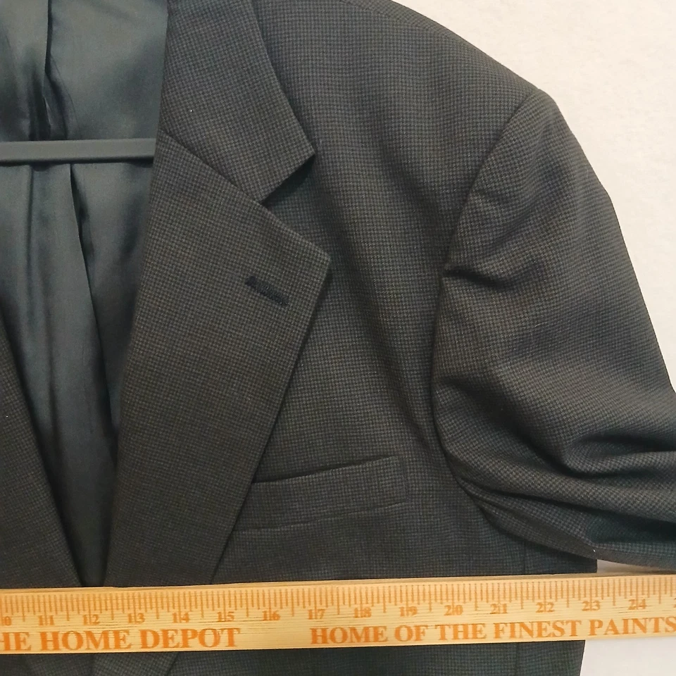 Geoffrey Beene 46R Black Stripe Wool Mens Jacket Pants Suit #659 - Image 3 of 4