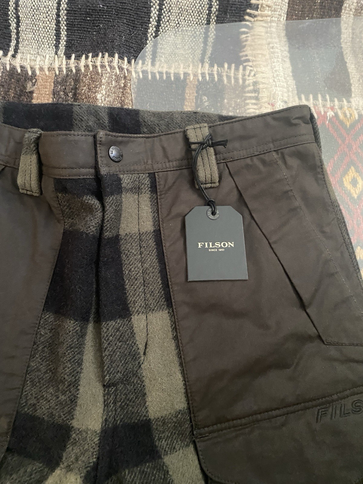 Filson 100% Wool Mackinaw Hunting Pants NWT 34 x 34 Otter Green Black Plaid $445