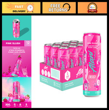 Sugar Free Energy Drink Pack of 12 - Pink Slush Flavor, Boost Energy Focus