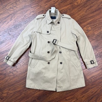 Banana Republic Jacket Mens L Beige Trench Button Front Lined Belted Classic