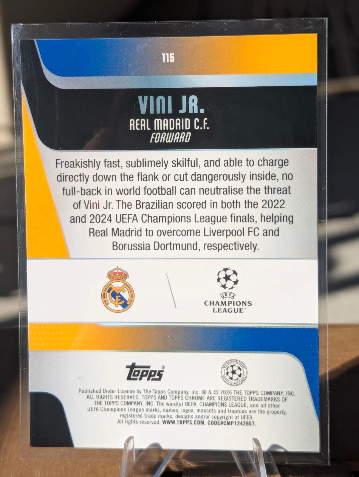 Vinicius Jr. Base Topps Chrome UCC 2025/26 #115 Real Madrid Vini Junior view 2