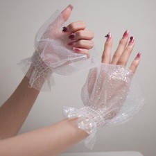 1Pair Nail Art Photo Glove Fake Cuff Mesh Sleeves Shiny Bling Manicure Tool