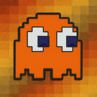 Clyde Orange Pixel Ghost Enamel Pin 2x2cm   Retro Arcade Gaming Accessory