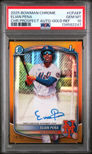2025 Bowman Chrome Elian Pena Gold Refractor Auto 18/50 PSA 10 Gem Mint - Mets