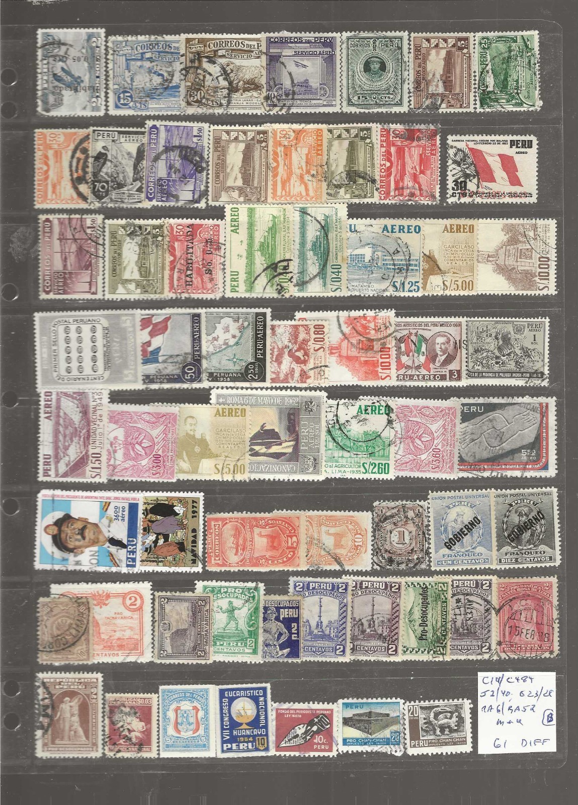 PERU...Sc #C14/484; J2/40; O23/29; RA6/52...Mint & Used...61 Different BOB