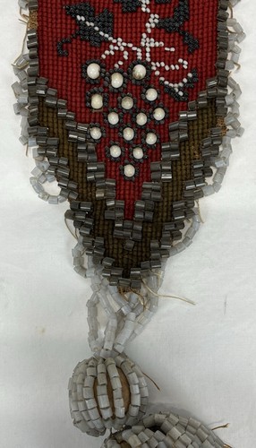 Antique Victorian 82” Needlepoint Beaded Bell Pull Possibly Native American - Picture 11 of 24