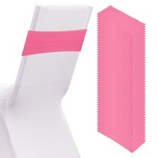50 Pcs Spandex Chair Sashes Bows with Slider Buckle, Pink