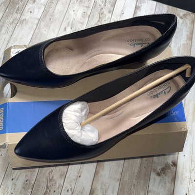 #ad Clarks Women#x27;s Elanie Hope Pump Black Size 11 Wide Black $42.49