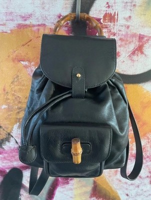 Gucci Backpack  Bamboo Leder schwarz Rucksack 