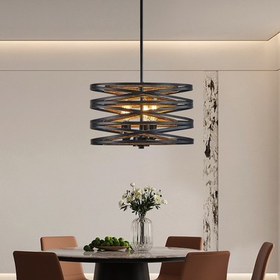 13'' 3 Lights Modern Pendant Light Industrial Hanging Chandelier Fixtures Black