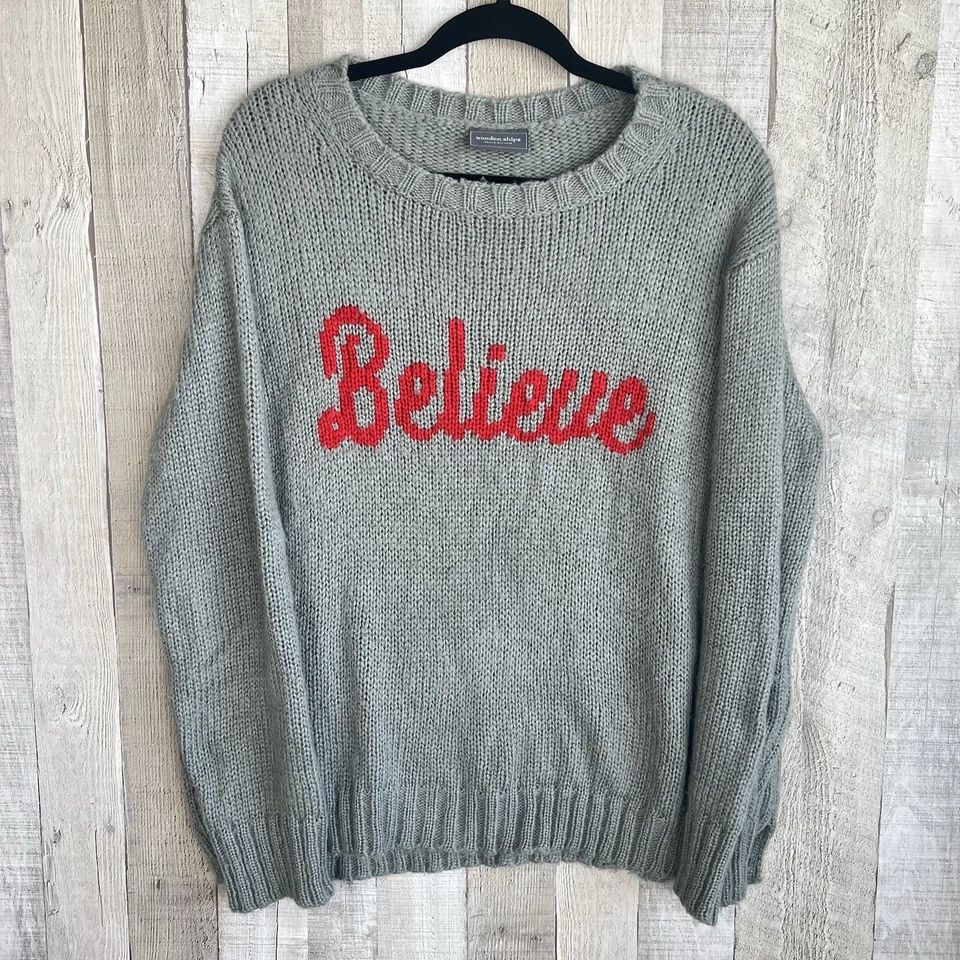 Suéter Grueso Navidad Gris Pullover Tejido Madera Envíos Para Mujer Talla M/L Believe Foto 3 de 4