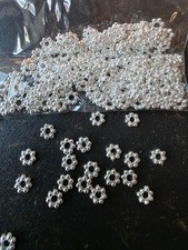 Silver Tone Daisy Spacer Beads Flower Rondelle Jewelry Findings Craft Supplies