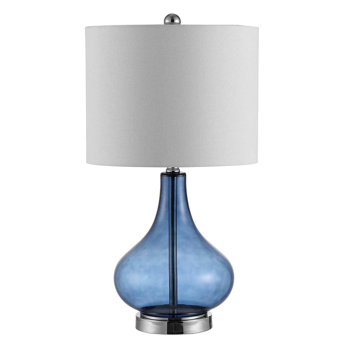 Safavieh Brooks Blue Glass 24-Inch Lamp for Bedroom or Living Room Lighting