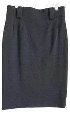 Jean-Louis Scherrer Paris black Wool High Waisted Skirt 42 Parisian vintage 